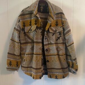 Staccato Men's Geometric Jacket - Brown and Yellow